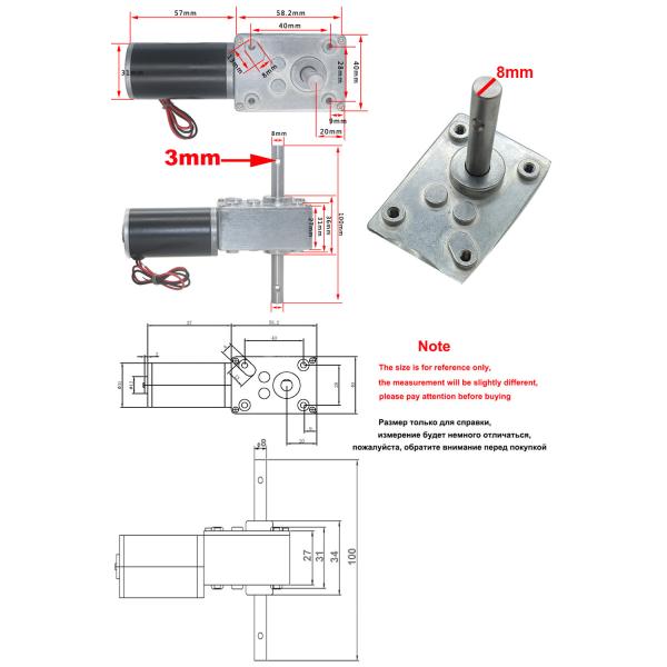 33mm Brushless Double Shaft Worm Gear Motor High Torque BLDC 12 Volt