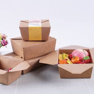 China Kraft Paper Takeaway Box Disposable One - Piece Design Eco Friendly Portable on sale