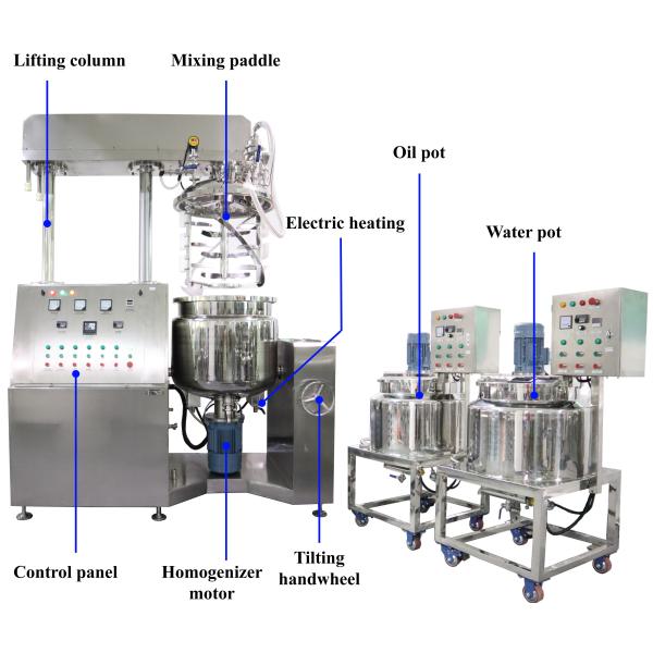200L Hydraulic Lifting Vacuum Emulsifying Machine Ointment Homogeneous Lotion Mixer