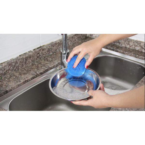 Helical Structure Plastic Scouring Ball Used For Washing Plates And Bowls