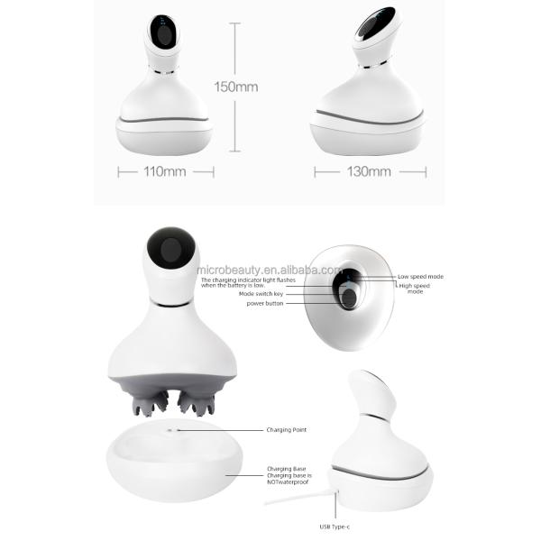 High Speed Vibration Head Scalp Massager Electric Silicone Hair Scalp Massager