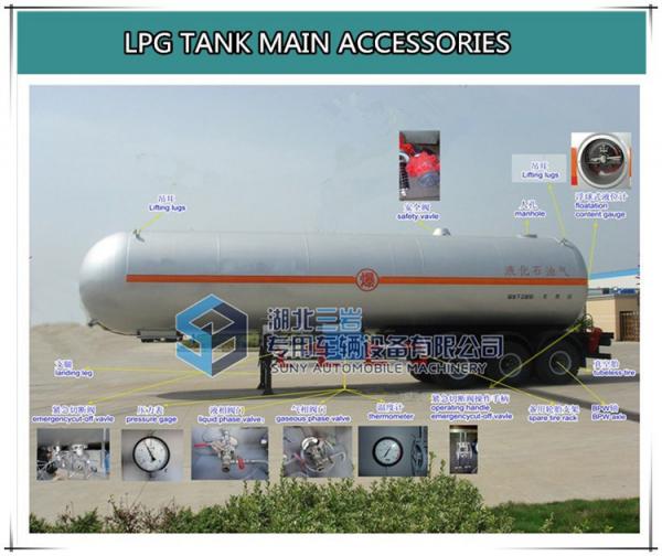 LPG Storage Tanks 24T BPW Tri-axle 10 wheels Q345R 56000 Liters