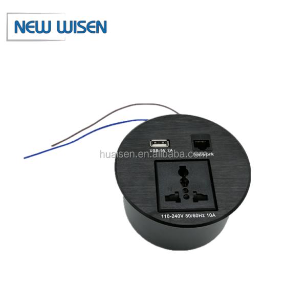 110v-240v European Desk Socket Outlets Round Multi Plug 100mm