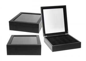 China Black Square Watch Storage Box Luxury Waterproof Velvet 12 Slots 330 X 200 X 90mm wholesale
