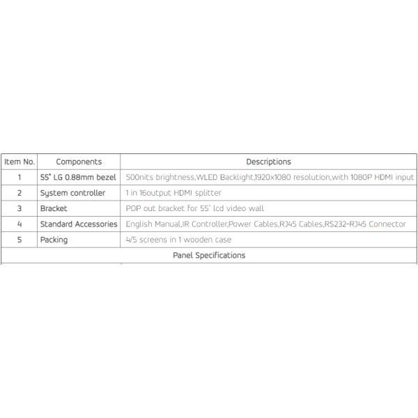 Jcvision 3.5mm Bezel LCD Video Wall Screen 46" 49" 55" 65" 500cd/m2