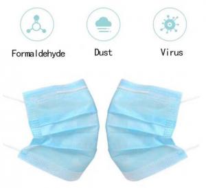 China Anti Virus 3 Ply Disposable Face Mask High Efficiency Filtration 9.5*17.5cm wholesale