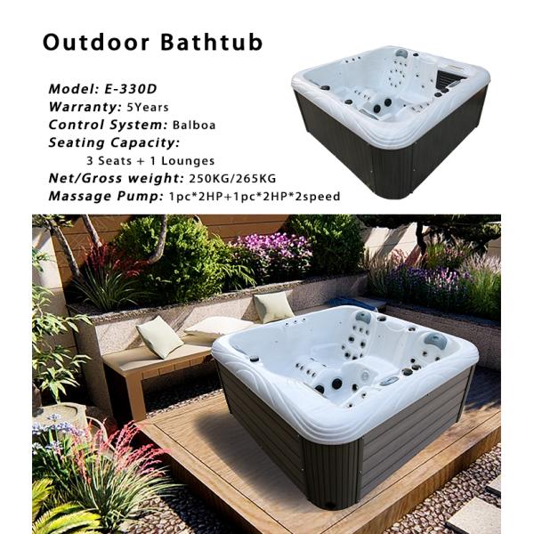 Acrylic Outdoor Hot Tubs Air Jets Whirlpool Massage Spas Bathtub