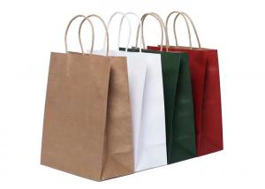 China 250gsm Colored Paper Shopping Bags Retail Shopping Bags Kraft Brown Paper Shopping Bags With Handles wholesale