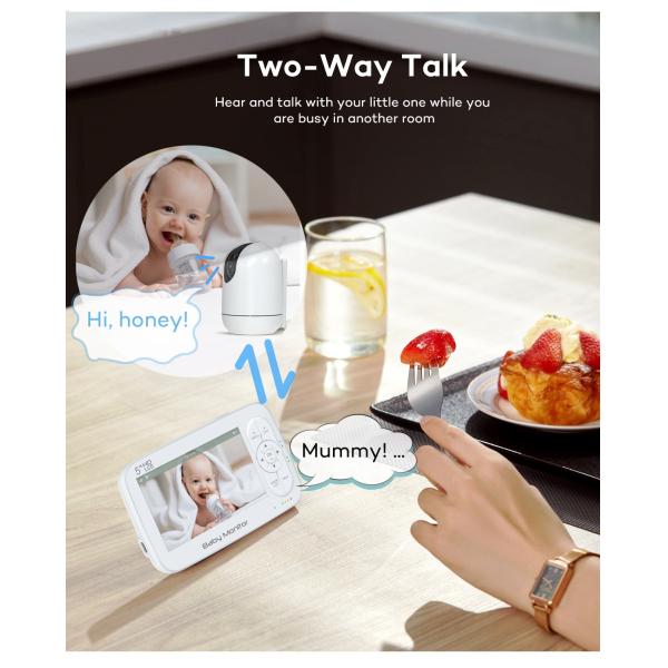 5 Inch Full HD Smart Baby Monitor with Night Vision and Two-Way Audio