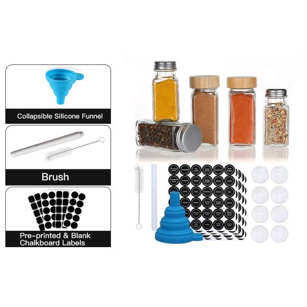 Glass Salt and Pepper Shaker Container 4OZ Glass Spice Jar Containers With Labels