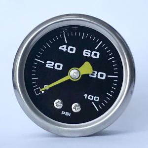 China 1.5 Inches 100 psi Black Dial Manometer 1/8 NPT Axial Mount Black steel Liquid Filled Pressure Gauge wholesale