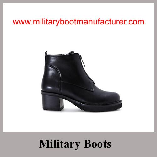 Quality Wholesale China Made Black Full Grain Leather Police Lady Officer Shoes for sale