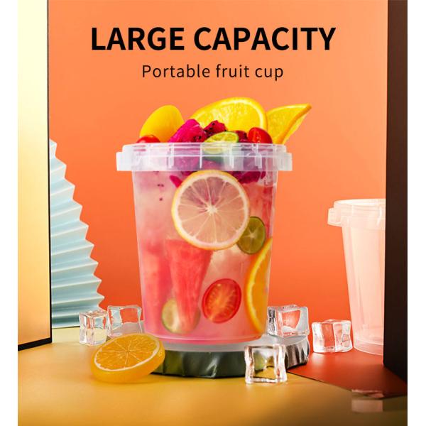 Customized Salad PP Plastic Cups With Handle With Carton Package