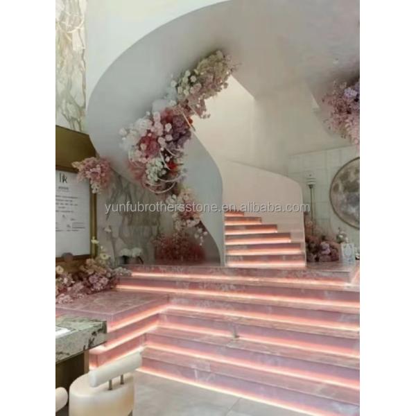Natural Stone Backlit Pink Onyx Translucent Stone Slab for Modern Table and Batutub