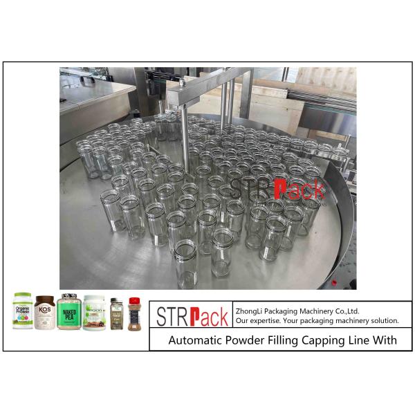 Automatic Powder Filling Capping Line With Auger Dosing Filler For Bottles Jars