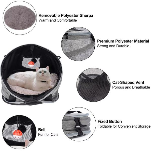 Foldable Cat Tunnel Carrier 3 In 1 Pet Carrier Handbags Round