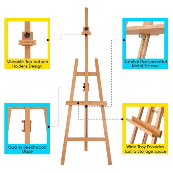 Adjustable Height Painting Wooden Display Easel Stand For Artist Beginners Students