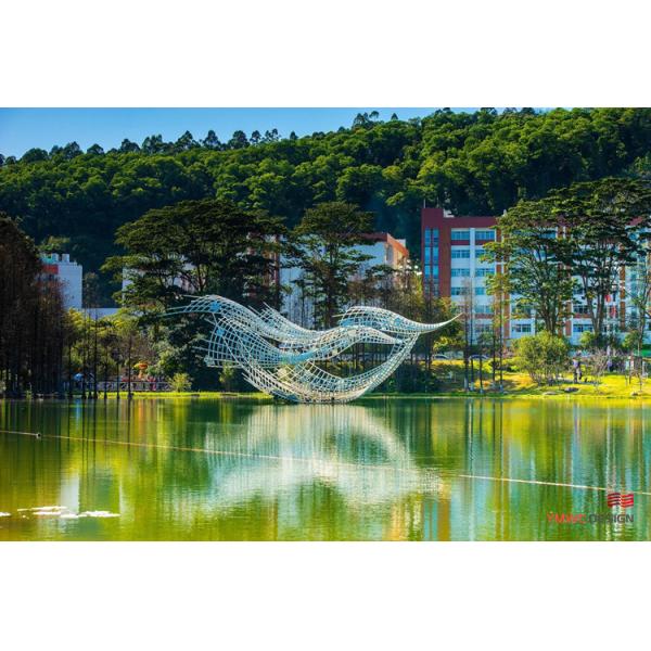 Custom White Stainless Steel Pipe Sculptures for Water Sculpture Parks and Lake Installations