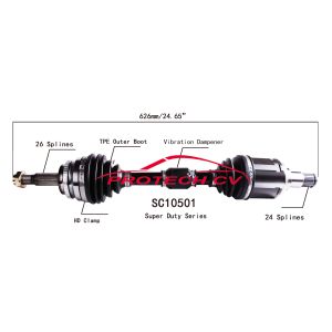 China Scion Inner Cv Joint Assembly Front Right Drive Shaft Heavy Duty Clamp TPEE Boot wholesale