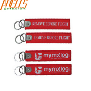 Polyester Remove Before Flight Keychain With Split Ring And Eyelet
