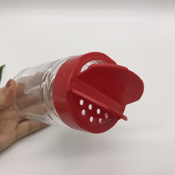 310ml Clear Plastic Cylinder , Pet Salt Shaker Spice Jar With Double Open Flip Cap