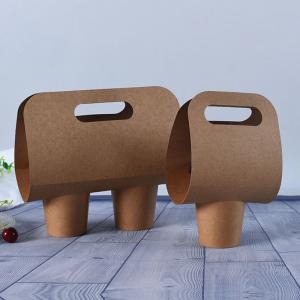 China Biodegradable 2 Cup 4 Cup Disposable Coffee Paper Holder Tray Portable Takeout Coffee Paper Cup Carrier wholesale