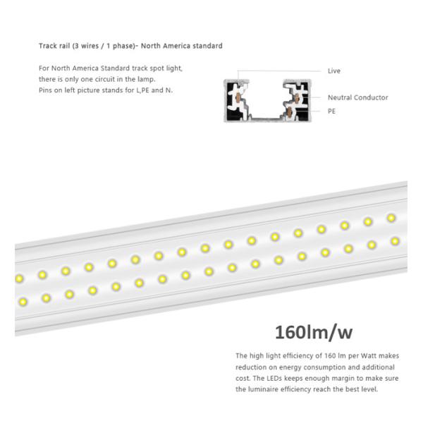 Track Lighting Rail with 3 Phase Track Rail for Universal Track Spot Light