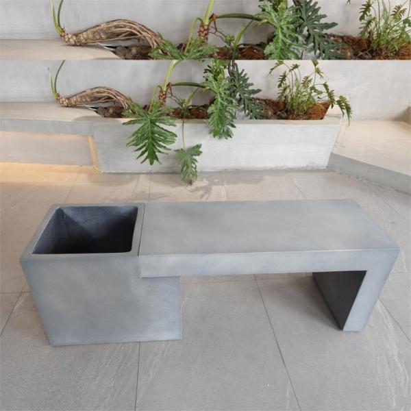 Rectangular GRC Concrete Patio Table Garden Furniture Outdoor Concrete Benches