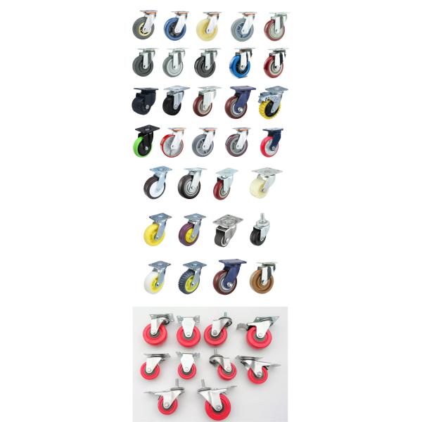 32mm European Industrial Total Lock Brake Threaded Stem Caster with Rubber Castor Wheel