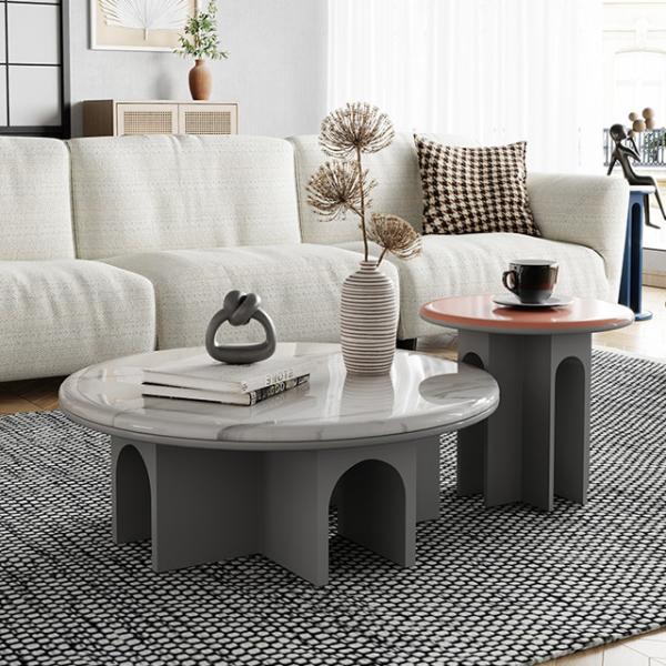 Rock Plate Marble Slab Coffee Table