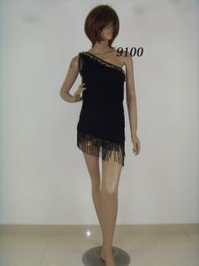 China Elegant Dance Competition Costumes Diagonal Neckline Knee Length Black Skirt For Performance wholesale