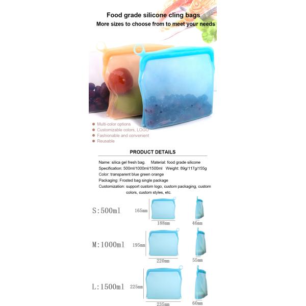 Microwavable 30oz Food Grade Platinum Silicone Storage Bag