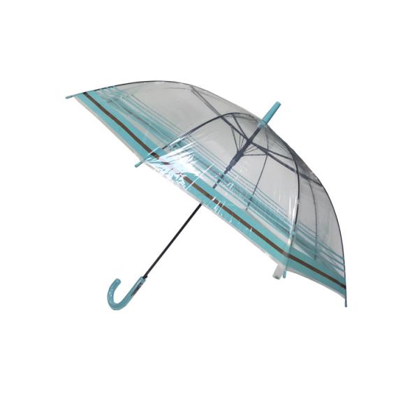 Auto Open J Handle 23" POE Transparent Rain Umbrella