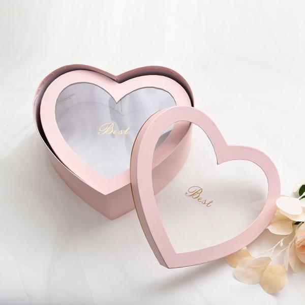 Custom Heart-Shaped Transparent Window Flower Box With Your Own Logo Personalized Box