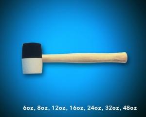 China White and black rubber hammer with wooden handle wholesale