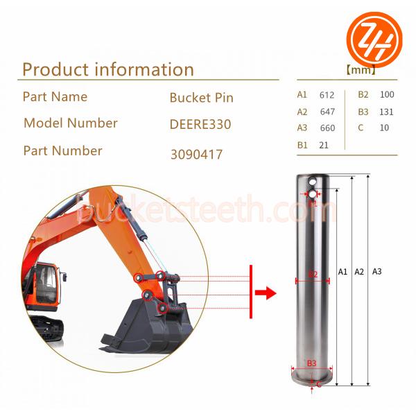 3090417 DR330 100mm Excavator Bucket Pin ISO9001 Certification