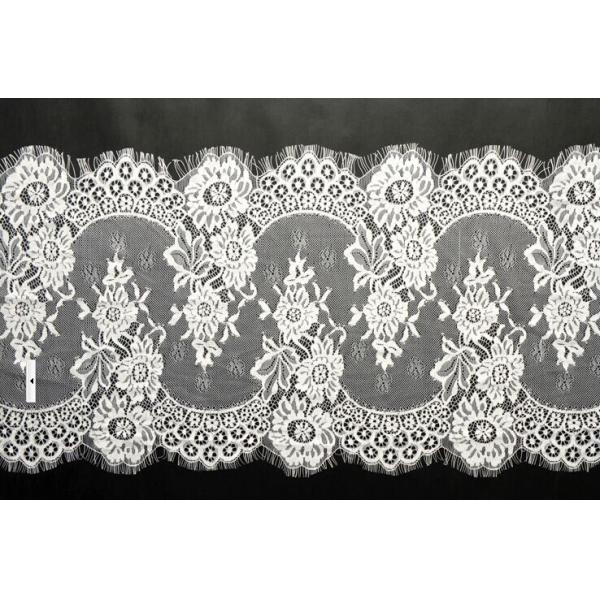 Quality eyelash lace border/lace edged lace/black/white off lace for sale
