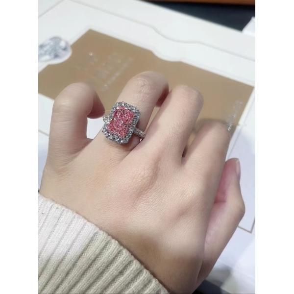 3.1ct Radiant Lab Grown Diamond Ring Pink Diamond Classic Tennis Jewelry Custom-Made Design