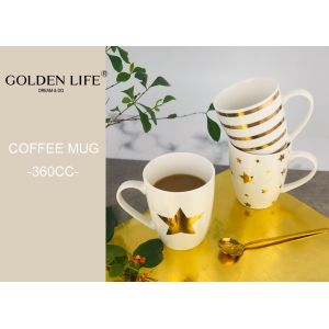 Buy cheap Ceramic Christmas Themed Mugs 360ML Capacity With Real Gold Star And Lines from wholesalers