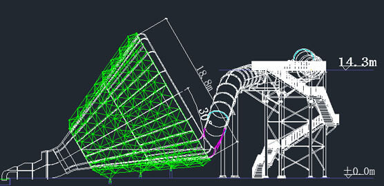 Commercial Fiberglass Water Park Slide with 60 x 38.5 m Working Area and 600m³/h Water Flow for 4 People Play Together