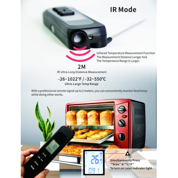Folding Instant Read Digital Thermometer With Backlit Large LCD Screen