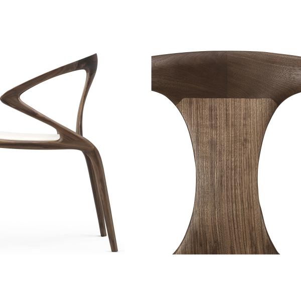 Nordic Style Solid Wood Arm Chair , Leather Upholstered Seat Small Accent Chairs