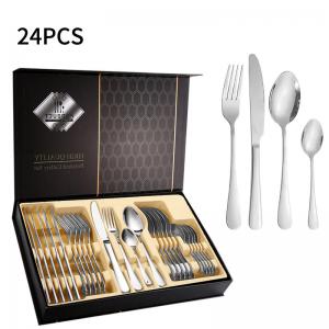 China Customized Metal Cutlery Set Luxury Elegant 24 Piece Flatware Set wholesale