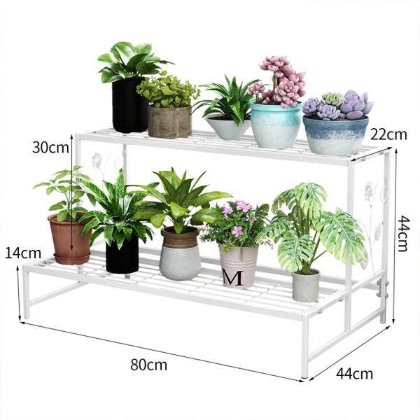 Iron Garden Plant Display Stand Shelves For Large Flower Pot Rack Display 3 Store Black