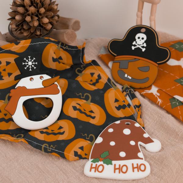 Colorful Custom Silicone Teether , Eco Friendly Gingerbread Man Teether For Baby