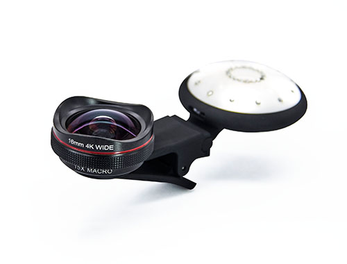 Optical Glass Lens For Close Up Photography 16mm 2 In1 Fill Light Phone Lens Kit With Clip
