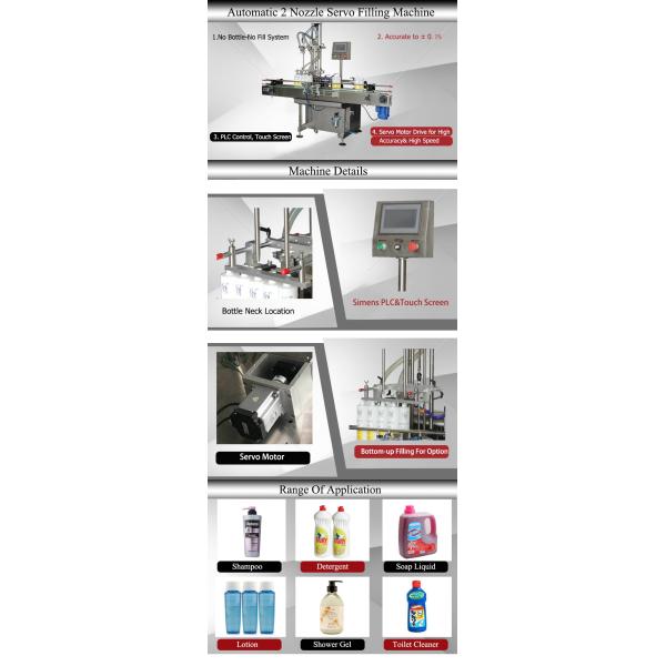 2 Nozzle Servo Shampoo Bottle Filling Machine Servo motor Driven