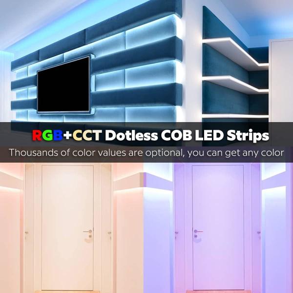 Ultra Bright 840 LEDs/m 24V DC COB LED Strip Light 12mm Wide PCB For Home And Commercial Lighting