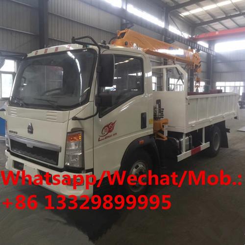 Quality good price China made SINO TRUK HOWO 2T truck with crane for sale, HOT SALE! HOWO diesel crane mounted on cargo truck for sale