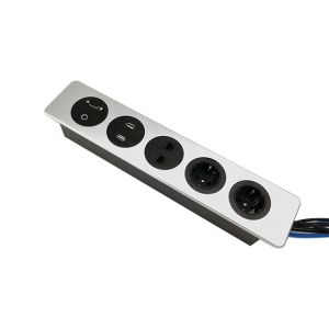 OEM Inset Desktop Socket Strip Plug Wire Grommet Brushed Copper